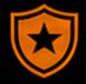 Orange shield emblem with black star