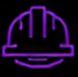 Purple neon hard hat icon