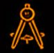 Orange drafting compass icon on dark background