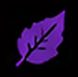 Purple stylized leaf icon on black background