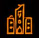 Orange buildings with dollar signs