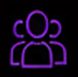Purple neon group of people icon