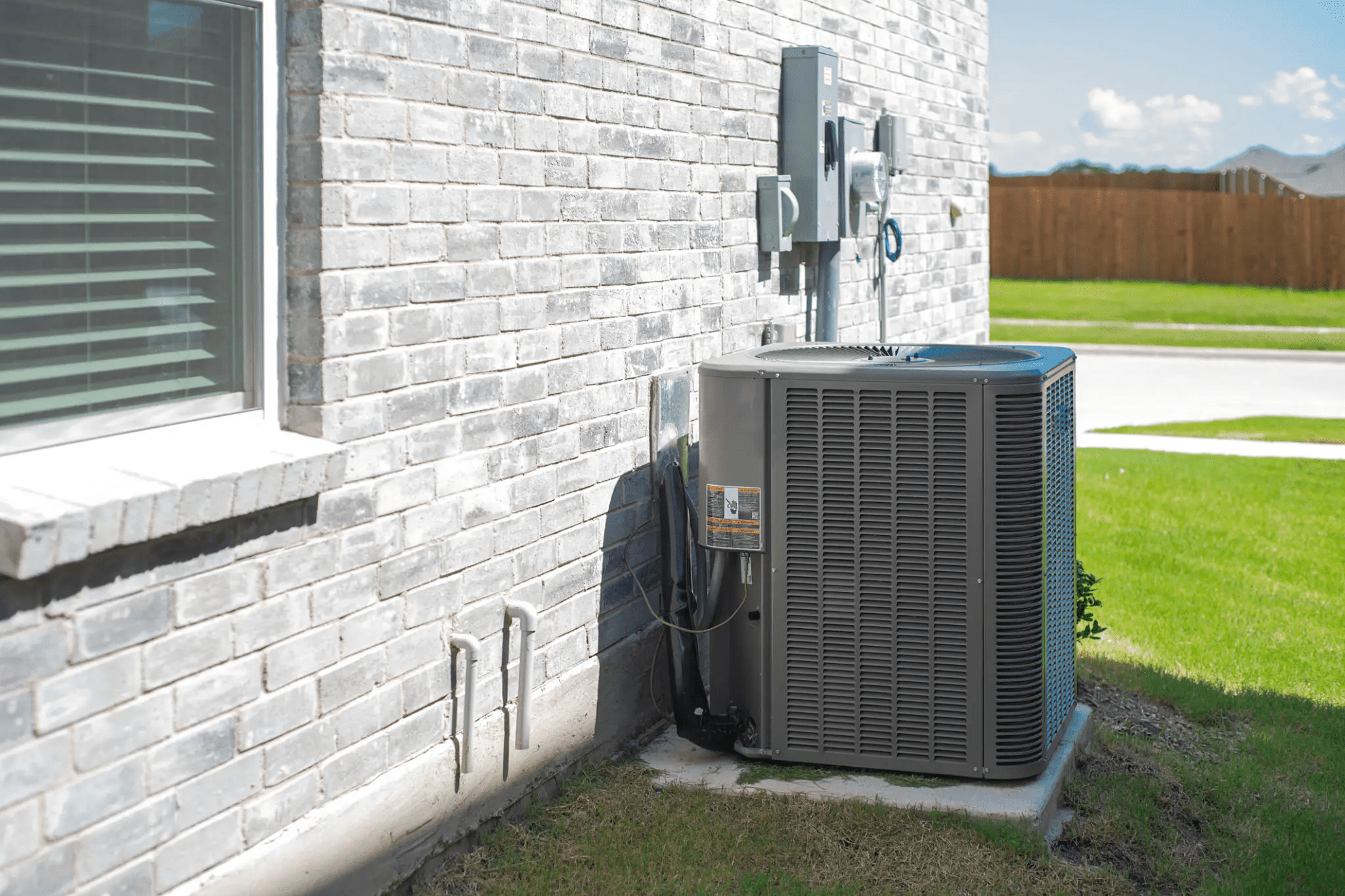 Outdoor AC unit on concrete slab