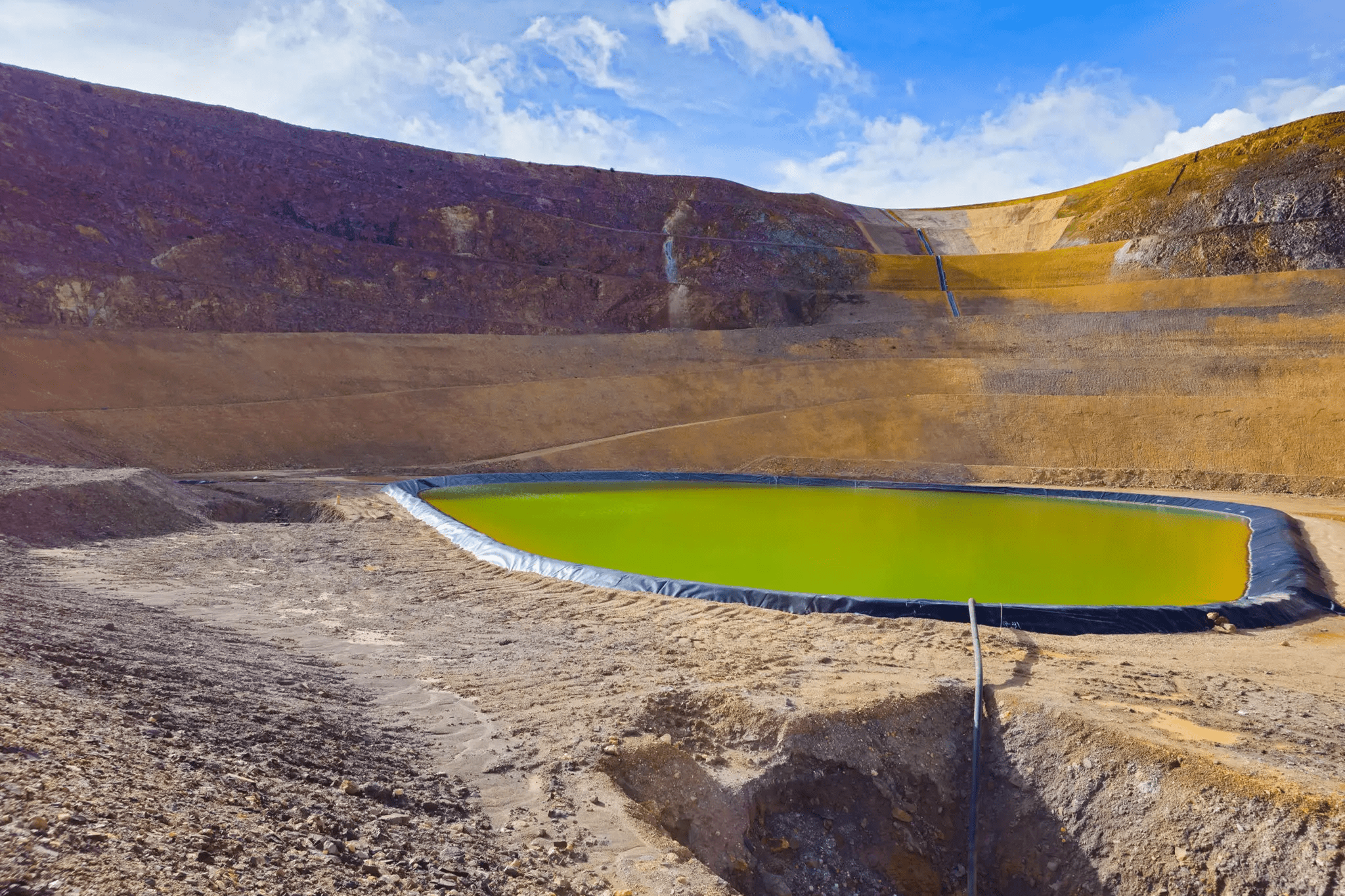 Excavation area with small water reservoir