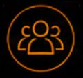 Orange circle icon showing three people