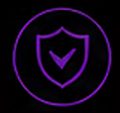 Purple shield with checkmark icon